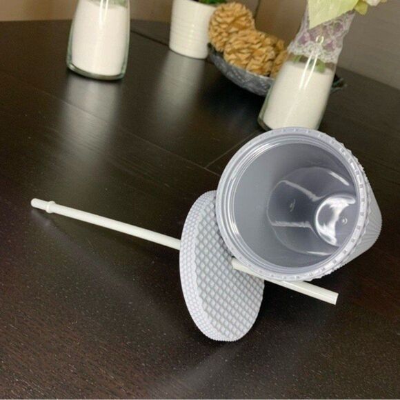 NWT Gray Matte Studded Tumbler 24oz with Straw - Picture 4 of 5